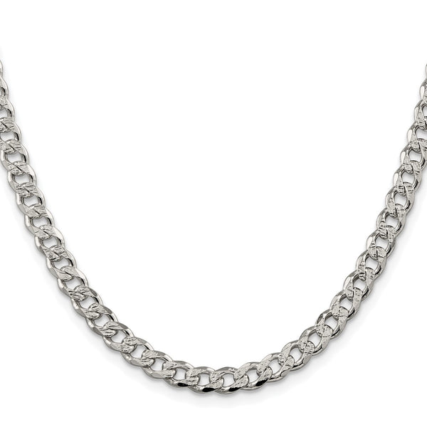 Sterling Silver Rhodium-plated 5.5mm PavÃ© Curb Chain
