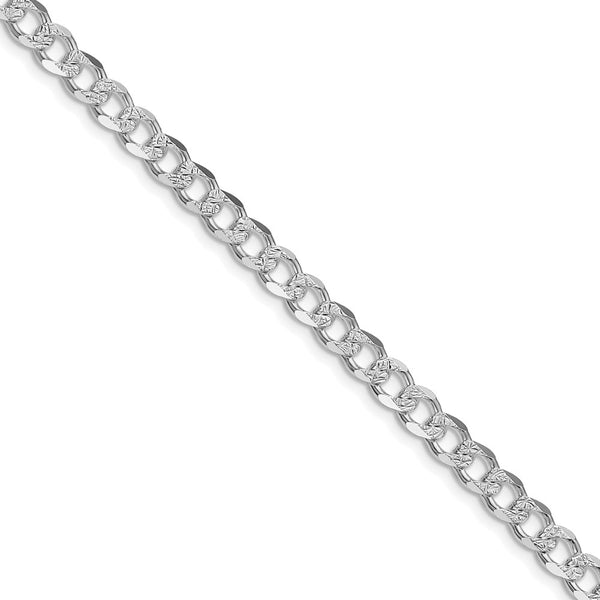 Sterling Silver Rhodium-plated 5.5mm PavÃ© Curb Chain