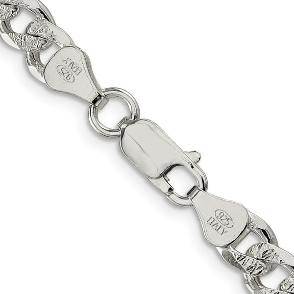 Sterling Silver 7mm PavÃ© Curb Chain