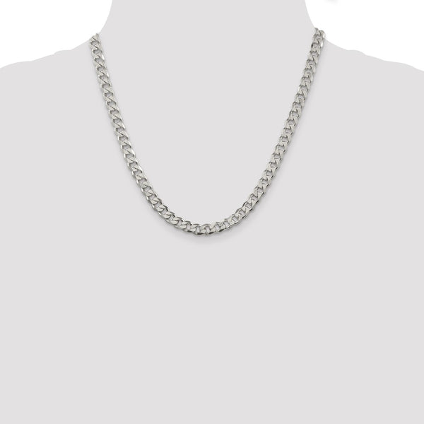 Sterling Silver 7mm PavÃ© Curb Chain