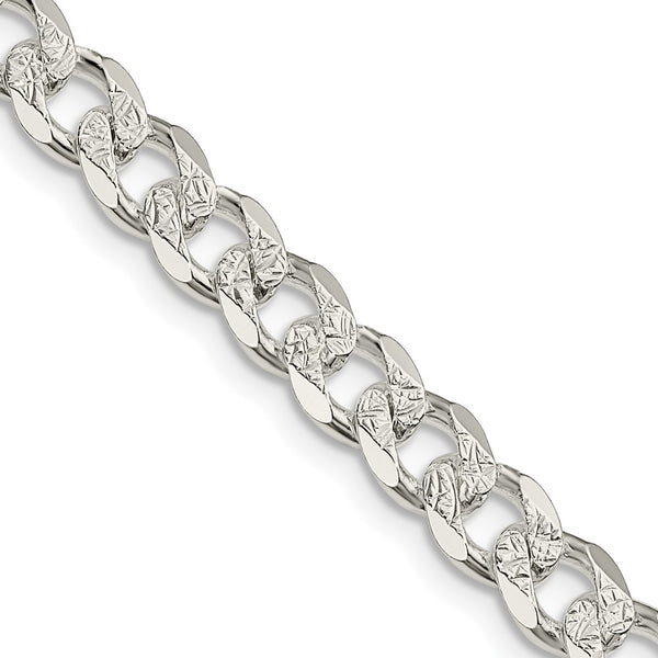 Sterling Silver 7mm PavÃ© Curb Chain
