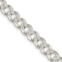 Sterling Silver 7mm PavÃ© Curb Chain