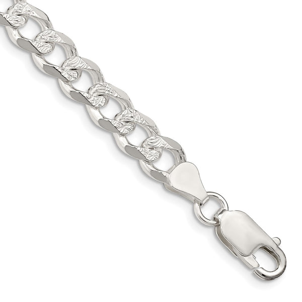 Sterling Silver 7.5mm PavÃ© Curb Chain
