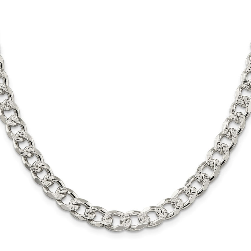 Sterling Silver 8.3mm PavÃ© Curb Chain