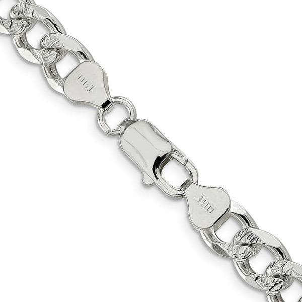 Sterling Silver 8.3mm PavÃ© Curb Chain