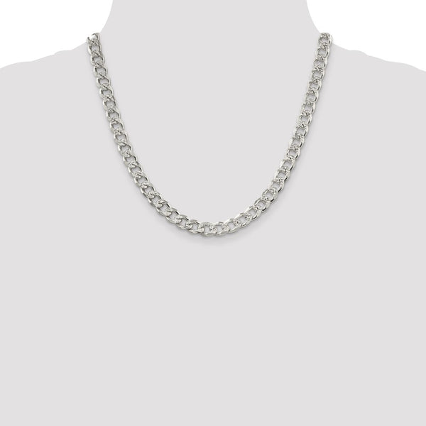Sterling Silver 8.3mm PavÃ© Curb Chain
