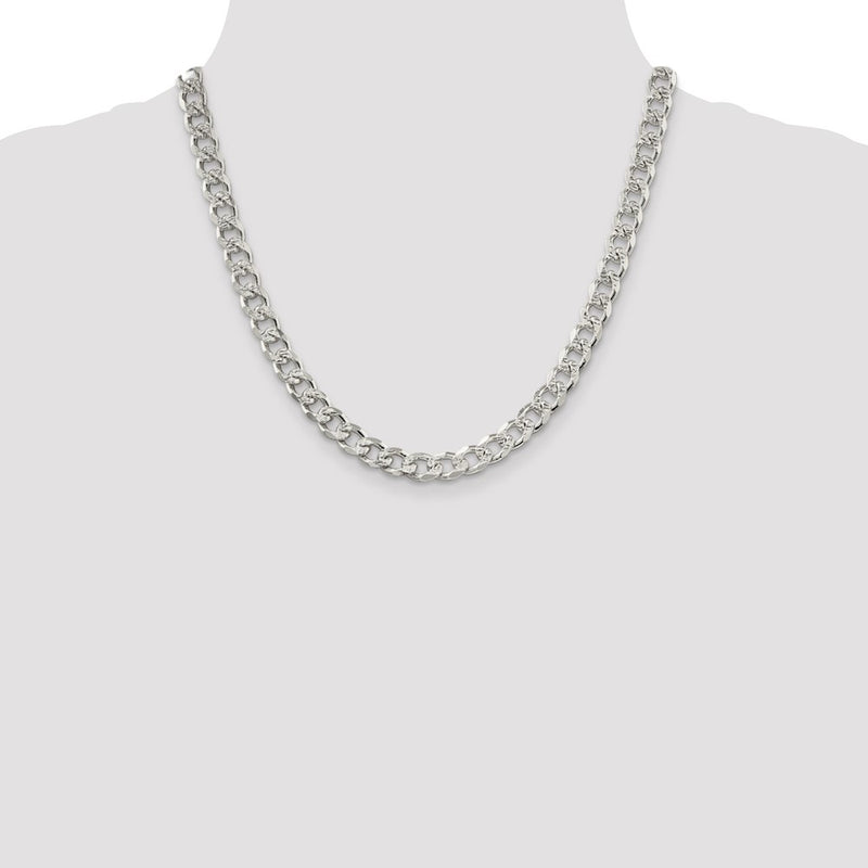 Sterling Silver 8.3mm PavÃ© Curb Chain