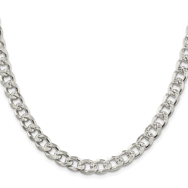 Sterling Silver Rhodium-plated 8.3mm PavÃ© Curb Chain