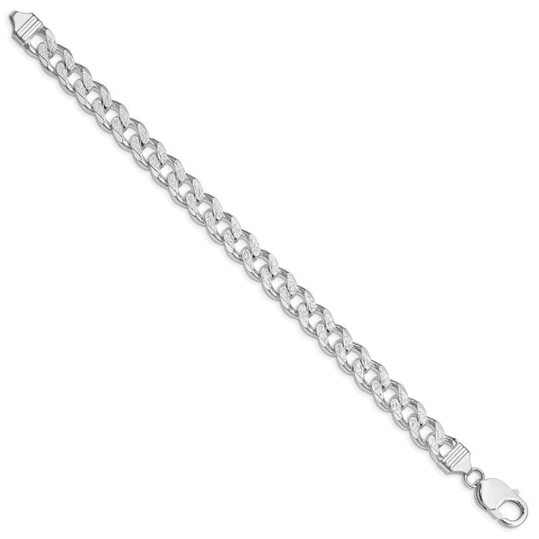 Sterling Silver Rhodium-plated 9.3mm PavÃ© Curb Chain