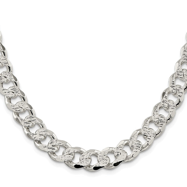 Sterling Silver Rhodium-plated 11.0mm PavÃ© Curb Chain