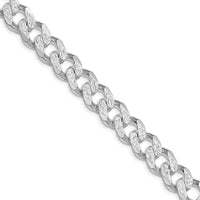 Sterling Silver Rhodium-plated 11.0mm PavÃ© Curb Chain
