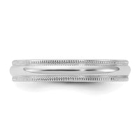 Sterling Silver Rhodium-plated 4mm Comfort Fit Milgrain Size 5.5 Band