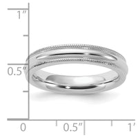 Sterling Silver Rhodium-plated 4mm Comfort Fit Milgrain Size 7.5 Band