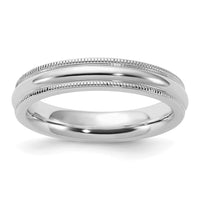 Sterling Silver Rhodium-plated 4mm Comfort Fit Milgrain Size 7.5 Band