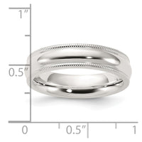 Sterling Silver 5mm Milgrain Comfort Fit Size 9.5 Band