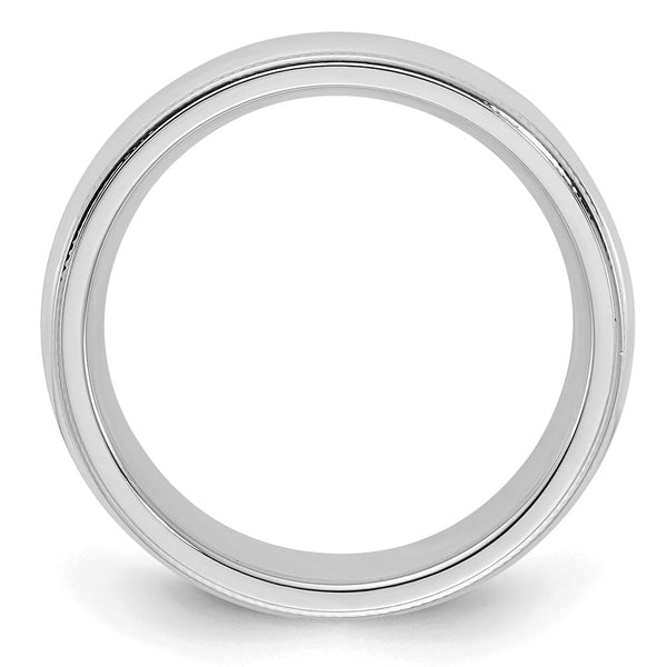 Sterling Silver Rhodium-plated 5mm Comfort Fit Milgrain Size 5.5 Band