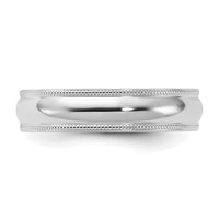 Sterling Silver Rhodium-plated 5mm Comfort Fit Milgrain Size 5.5 Band