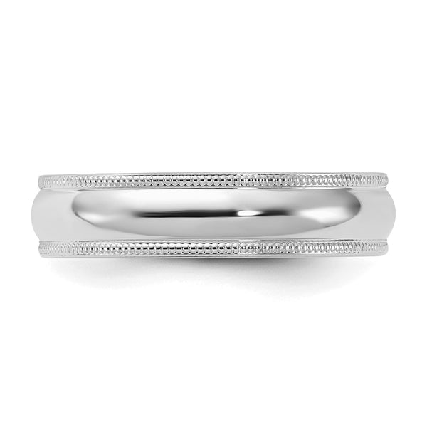 Sterling Silver Rhodium-plated 5mm Comfort Fit Milgrain Size 5.5 Band