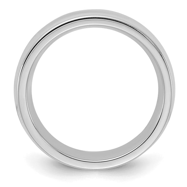 Sterling Silver Rhodium-plated 6mm Comfort Fit Milgrain Size 7.5 Band