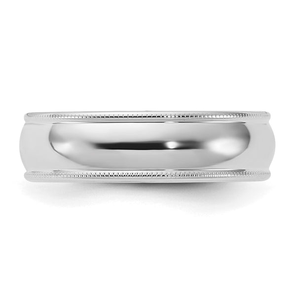 Sterling Silver Rhodium-plated 6mm Comfort Fit Milgrain Size 10.5 Band