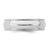Sterling Silver Rhodium-plated 6mm Comfort Fit Milgrain Size 7.5 Band