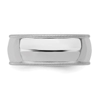 Sterling Silver Rhodium-plated 8mm Comfort Fit Milgrain Size 5 Band