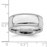 Sterling Silver Rhodium-plated 8mm Comfort Fit Milgrain Size 4.5 Band
