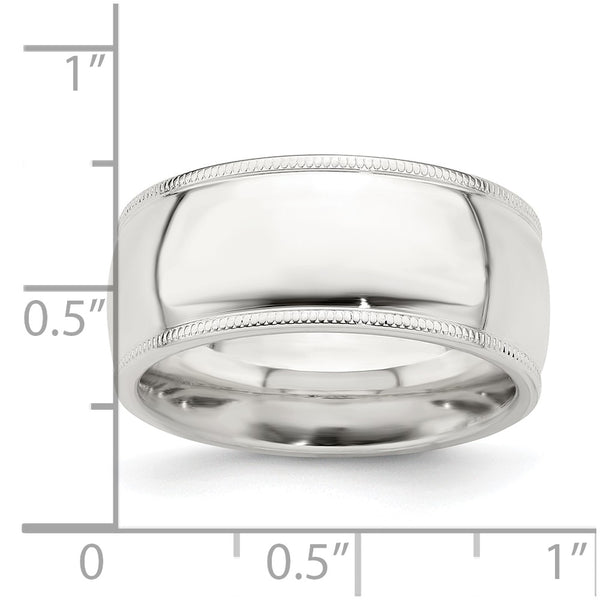 Sterling Silver 9mm Milgrain Comfort Fit Band