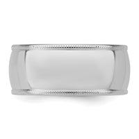 Sterling Silver Rhodium-plated 9mm Comfort Fit Milgrain Size 9.5 Band