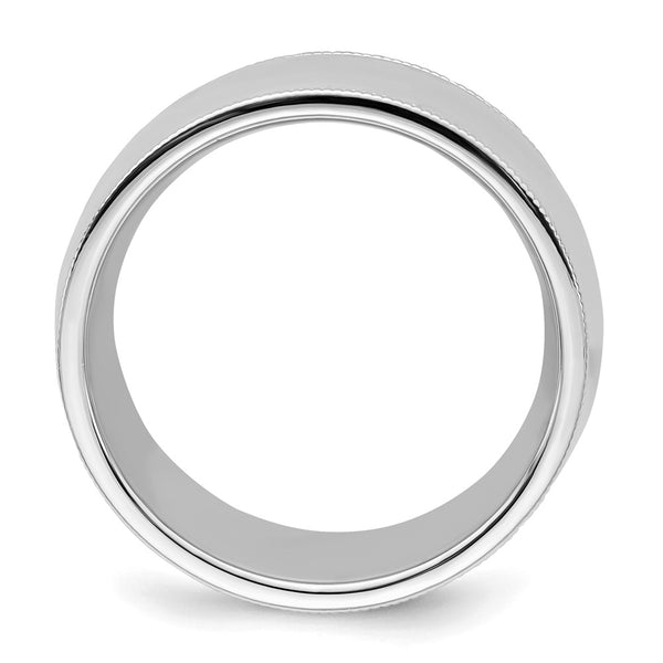 Sterling Silver Rhodium-plated 10mm Comfort Fit Milgrain Size 12 Band