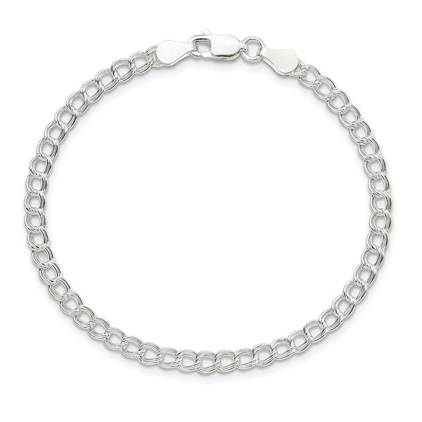 Sterling Silver 3.5mm Solid Double Link Charm Child's Bracelet