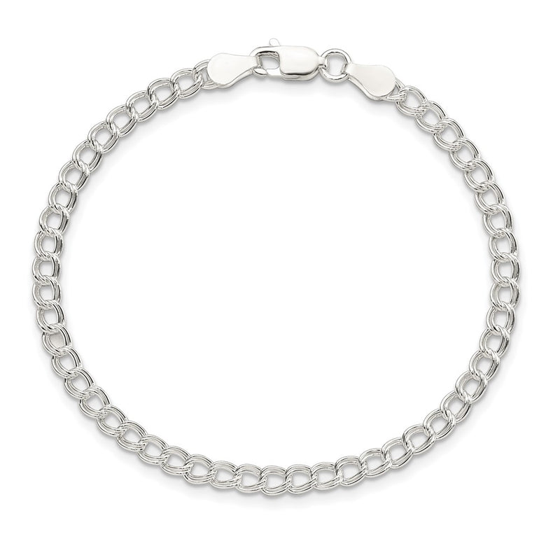 Sterling Silver 3.5mm Solid Double Link Charm Child's Bracelet