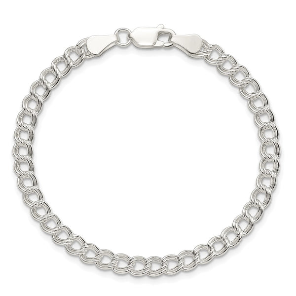 Sterling Silver 5mm Double Link Charm Bracelet