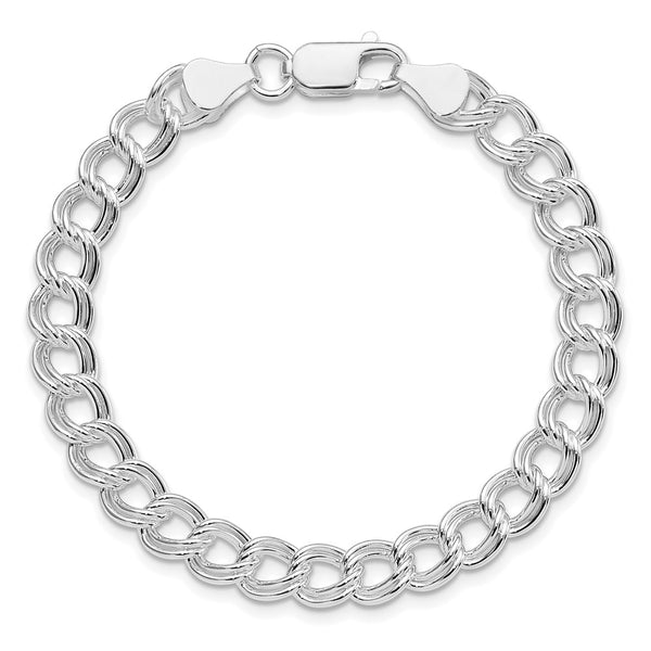 Sterling Silver Rhodium-plated 7mm Double Link Charm Bracelet
