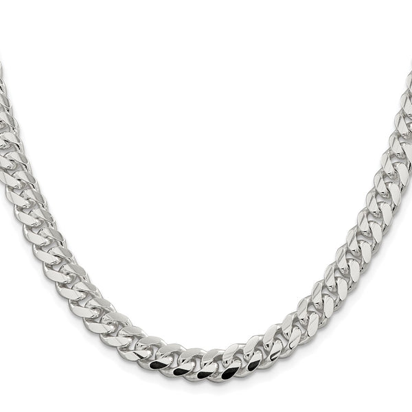 Sterling Silver Rhodium-plated 7.8mm Polished Domed Curb Chain
