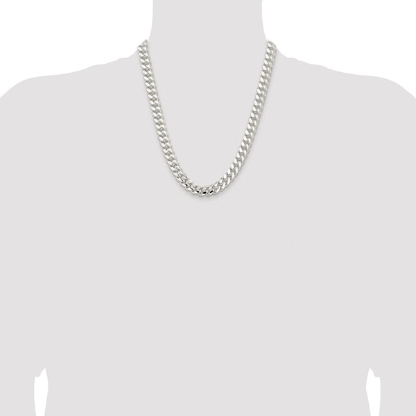 Sterling Silver Rhodium-plated 10.7mm Polished Domed Curb Chain