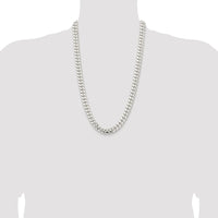 Sterling Silver Rhodium-plated 10.7mm Polished Domed Curb Chain