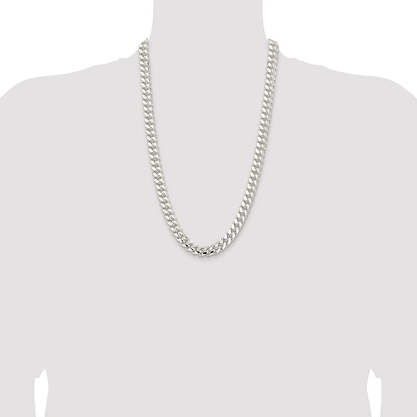 Sterling Silver Rhodium-plated 10.7mm Polished Domed Curb Chain