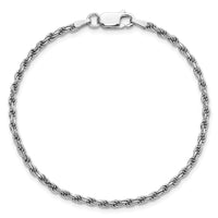 Sterling Silver Rhodium-plated 2.25mm Diamond-cut Rope Chain