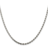 Sterling Silver 2.75mm Diamond-cut Rope Chain w/4in ext.