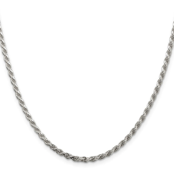 Sterling Silver 2.75mm Diamond-cut Rope Chain w/4in ext.
