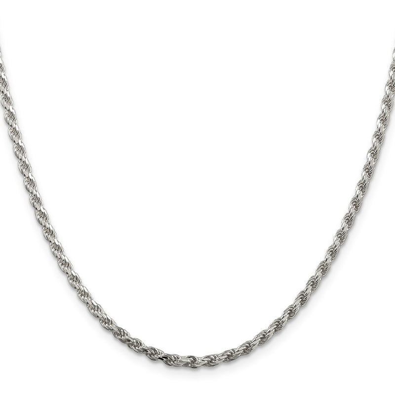 Sterling Silver 2.75mm Diamond-cut Rope Chain w/4in ext.