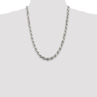 Sterling Silver 7.8mm Diamond-cut Rope Chain