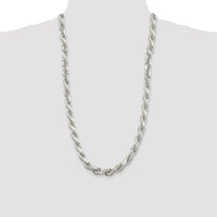 Sterling Silver Rhodium-plated 9.0mm Diamond-cut Rope Chain