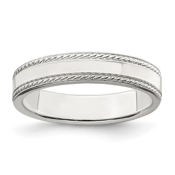 Sterling Silver 4mm Design Edge Band