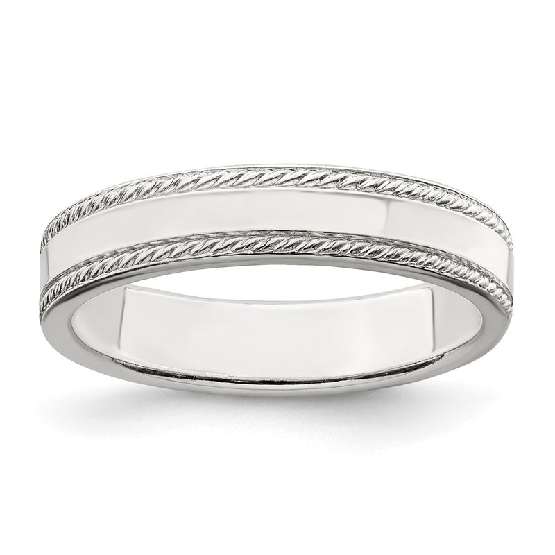 Sterling Silver 4mm Design Edge Band