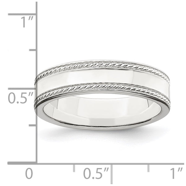 Sterling Silver 5mm Design Edge Band