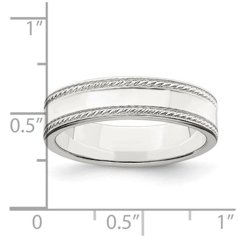 Sterling Silver 5mm Design Edge Band