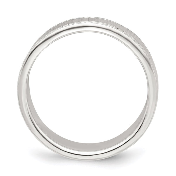Sterling Silver 6mm Design Edge Band