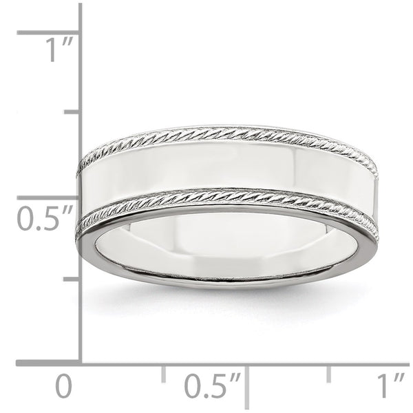 Sterling Silver 6mm Design Edge Band